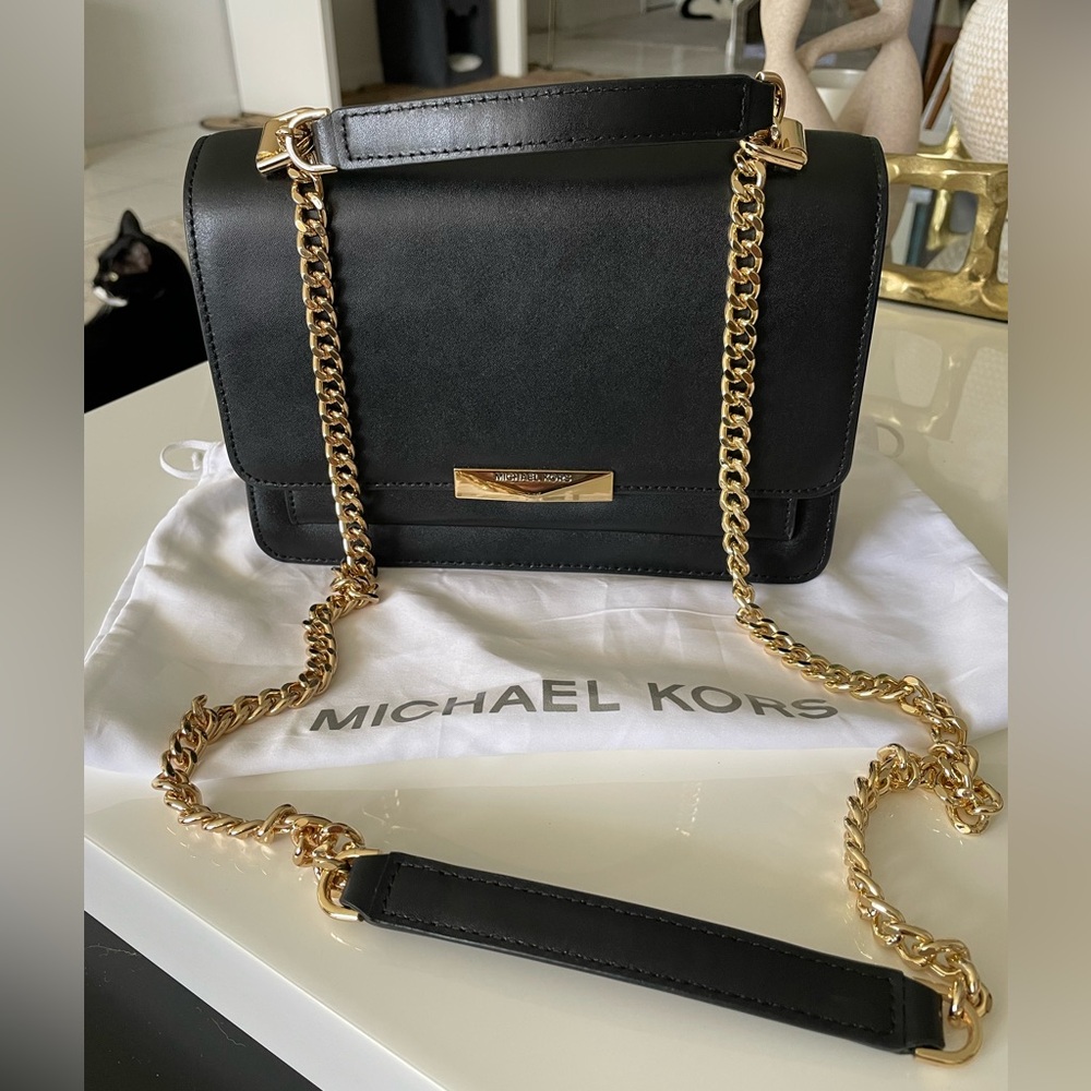 Michael Kors Black Crossbody Bag with Gold Chain
